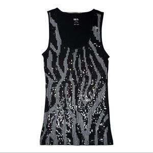 NWT Michael Michael Kors Sequined Zebra Tank XS sequins shiny animal print